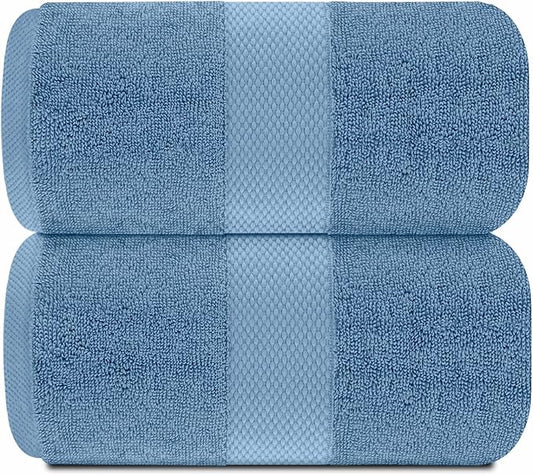 White Classic Luxury Soft Bath Sheet Towels - 650 GSM Cotton Luxury Bath Towels Extra Large 35x70 | Highly Absorbent and Quick Dry | Hotel Quality Extra Large Bath Towels Oversized, Light Blue, 2 Pack