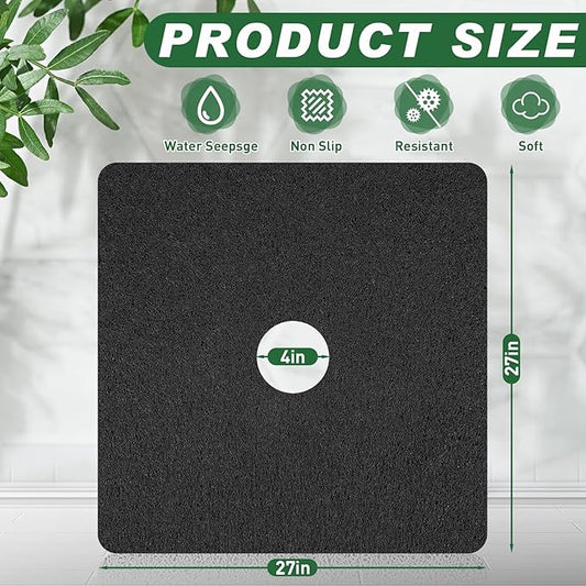 Shower Mat Non Slip,27 x 27 Inch Extra Large Bath Mat with Drain,Soft Square Loofah Shower Stall Mat Bathtub Mat for Bathroom,Without Suction Cups (Black)