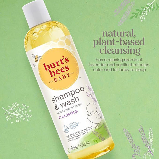 Burt's Bees Baby Shampoo and Body Wash with Lavender, Calming Tear Free Baby Soap, 98% Natural Origin, 12 Fl Oz (Pack of 3)