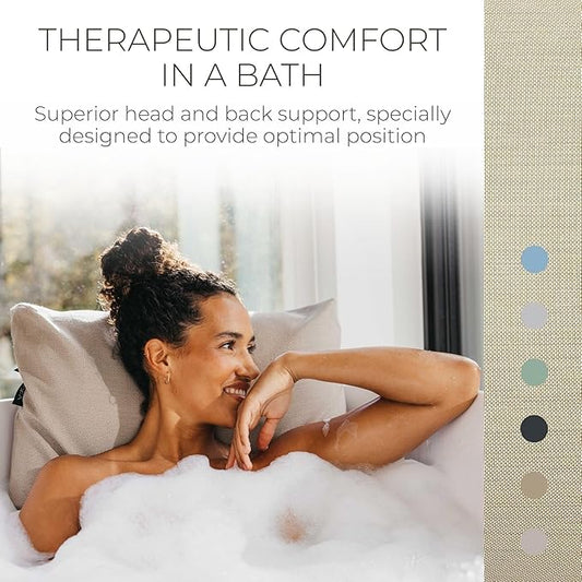 BADESOFA® Luxury Bath Pillow M - Lusciously Soft & Comfortable Tub Pillow for Bathtub - Washable & Quick-Drying Bath Back Pillow - Non-Slip Full Body Tub Pillow - Luxury Spa Cushion in Beige