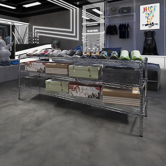 18" Deep x 72" Wide x 27" Height Wire Shelving Kit | 3-Tier | NSF Commercial Storage Rack Unit