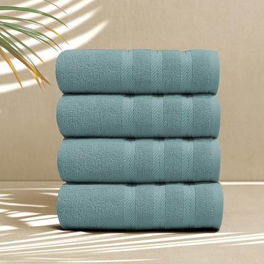 Hearth & Harbor Luxury Hand Towels - 100% Ring Spun Cotton Hand Towels for Bathroom, Shower, Spa, Soft & Absorbent Towels, 4 Piece Set, Teal