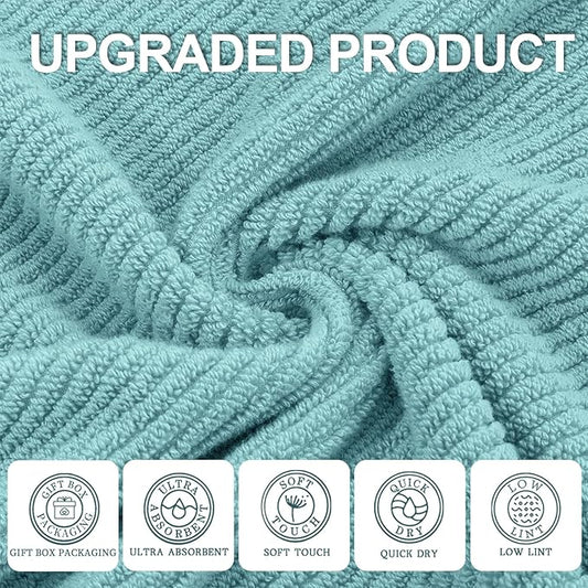 Teal Hand Towels for Bathroom, Bathroom Hand Towels Set of 4, Large 18" x 28" - Quick Dry | Lightweight | Soft | 100% Cotton | Absorbent, Thick Fluffy Towel Set for Showering, Aqua Towel Gift Set