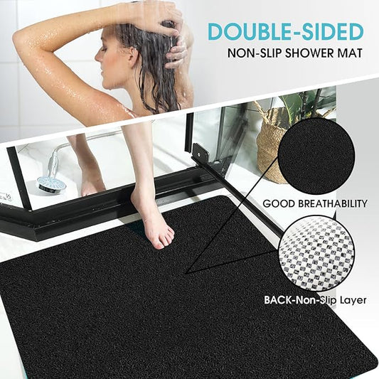 Non Slip Shower Mat, Comfortable Bath mat for Textured Surface,Quick Drying Easy Cleaning Shower Floor Mat for Wet Area,Without Suction Cups Black 23 x 23