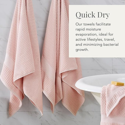 NY Loft 100% Cotton 2 Pack Bath Sheet Towel Set | Extra Large Oversize Bath Towels | Absorbent & Quick-Dry | Textured and Durable Cotton | Light Pink