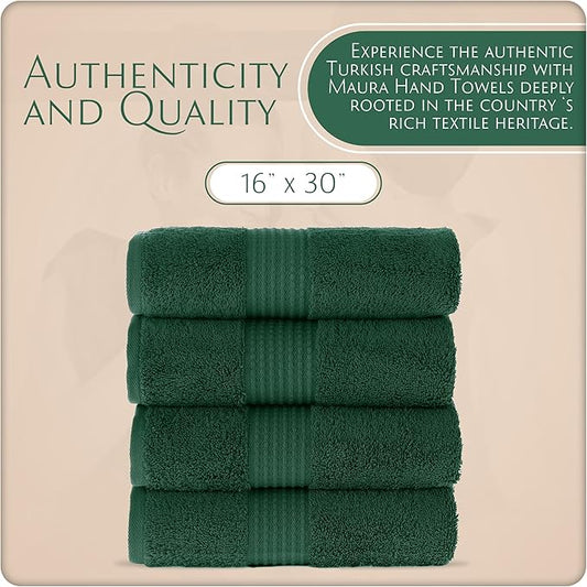 MAURA Basics Hand Towels for Bathroom with Hanging Hook Loops. Soft, Durable, Long Lasting and Absorbent Hand Towel Sets for Bathroom, American Standard Size 16"x28", Hunter Green