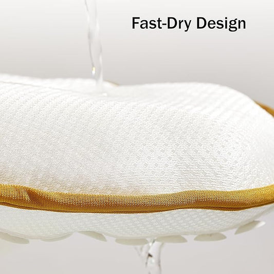 Bath Pillow PYRRHIC - Luxury Bathtub Pillow 5D Mesh with Neck & Back Support Non-Slip Suction Cups Fast Drying Soft Spa Pillow Relaxing Bath Accessories with Hook Laundry Bag White