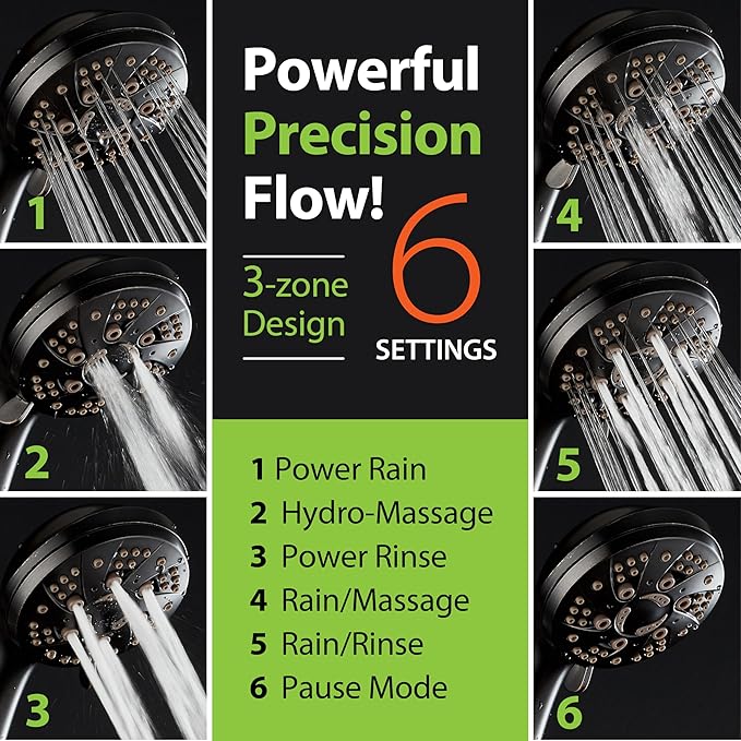 AquaDance For California High Pressure 6-Setting Oil Rubbed Bronze Face Handheld Shower with Hose for Ultimate Shower Experience! Officially Tested to Meet Strict US Quality & Performance Standards!