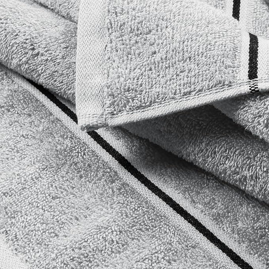 MyOwn Cotton 2 Pack Oversized Bath Towel Set 28x55 inches, Large Bath Towels, Ultra Absorbant Compact Quickdry & Lightweight Towel, Ideal for Gym Travel Camp Pool - Light Grey