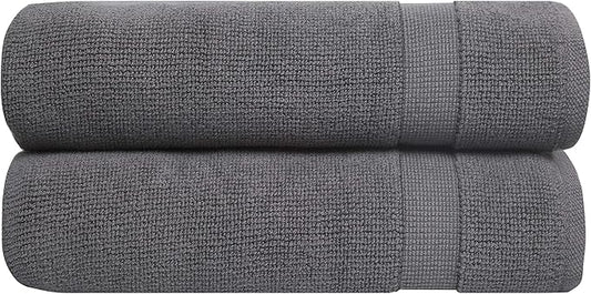 Bumble Towels Bliss Luxury 2 Pack Banded Bath Mats - 22" x 34" - Premium Quality Bath Mat Set - 1000 GSM - Soft Combed Cotton, Absorbent (Slate)