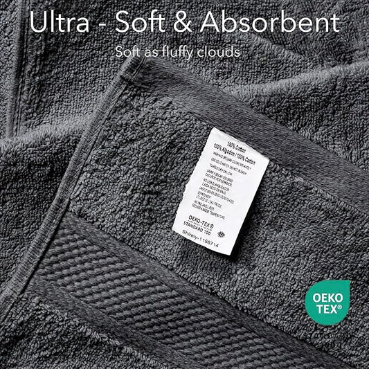 Cloudura Luxury Bath Towels-100% Cotton | Quick Dry | Lightweight | Thick I Good for Spa,Gym & Hotel Quality,(27'x54')-Soft & Absorbent (Charcoal Grey, Set of 2)