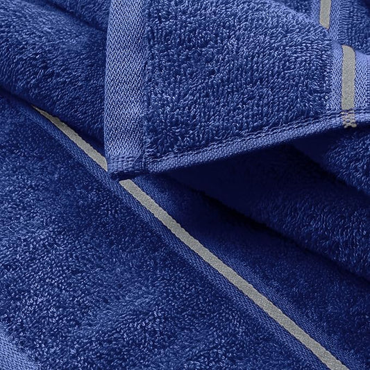 MyOwn Ultra Soft 6 Pack Cotton Towel Set, Contains 2 Bath Towels 28x55 inch, 2 Hand Towels 16x24 inch & 2 Wash Coths 12x12 inch, Ideal Everyday use, Compact & Lightweight - Navy Blue