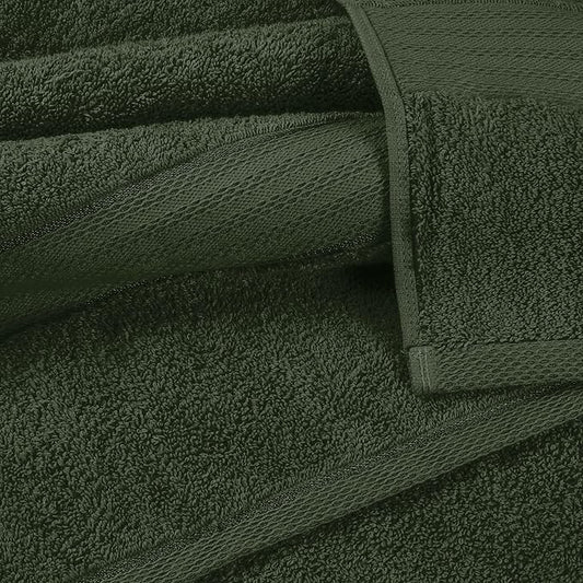 GLAMBURG 700 GSM Premium Cotton 2-Pack Oversized Extra Large Bath Sheet Set - 100% Combed Cotton - 2 Bath Sheets 35x70 - Luxury Hotel & Spa Quality - Durable Ultra Soft Highly Absorbent - Olive Green