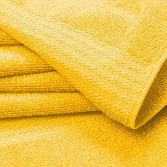 GLAMBURG Ultra Soft 8-Piece Towel Set - 100% Pure Ringspun Cotton, Contains 2 Oversized Bath Towels 27x54, 2 Hand Towels 16x28, 4 Wash Cloths 13x13, Ideal for Everyday use, Hotel & Spa- Mustard Yellow
