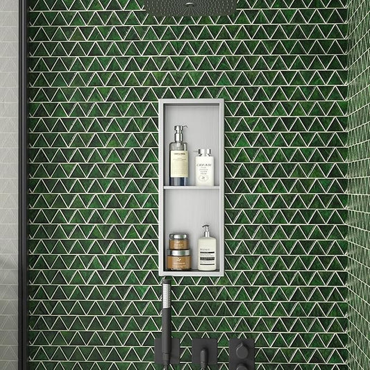 Stainless Steel Shower Niche 24"×8" Brushed with 2-Tier Shelf No Tiled Needed Niche Shower for Bathroom Wall Recessed Shower Box for Bathroom Storage