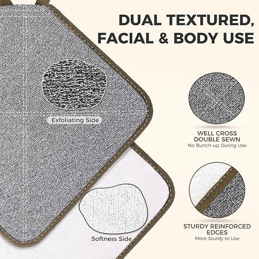 ZOMCHI 3 Pack Exfoliating Washcloth, Premium Facial and Body Wash Cloths with Softness and Scrubbing Two Sides, Bath Cloths for Women and Men (Smoke)