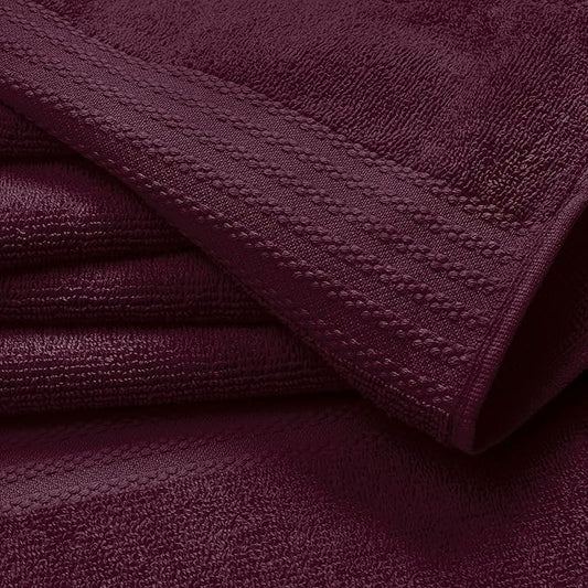 GLAMBURG Ultra Soft 12-Piece Washcloths Set 13x13-100% Ringspun Cotton - Durable & Highly Absorbent Face Towels - Ideal for use in Bathroom, Kitchen, Gym, Spa & General Cleaning - Burgundy