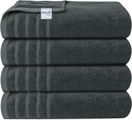 Avalon Towels Bath Towels Set of 4, Size 30 x 60 Inches, Highly Soft and Absorbent, Quick Drying, Lightweight, Perfect for Daily Use (Dark Grey)