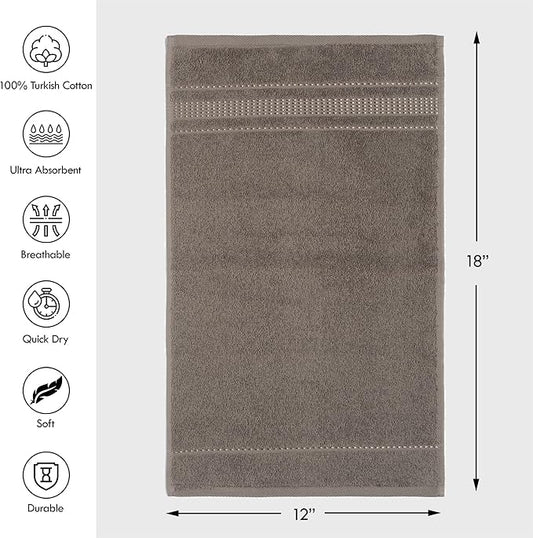 Melissa Linen - Fingertip Towels 4 Pack, 100% Turkish Cotton, Small Hand Towels for Body and Face, 12 x 18 in, Soft and Absorbent, Quick Dry, (Brown Fingertip Towels)