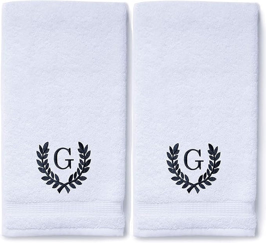 Decorative and Monogrammed Hand Towels for Bathroom Kitchen Makeup | Personalized Gift for Wedding-Bridal | Roman Font Custom Luxury Turkish Towel | Spa Collection, Oversized, 16 X 30 Inch, Set of 2