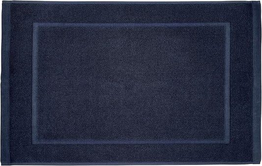 Lincoln & Palm 1-Piece Turkish Cotton Bath Mat - Soft, Plush, and Absorbent - 1000 GSM Thick Luxury Spa and Hotel Style - No Rubber Backing - Silver-Infused SILVERbac (1 Piece Bath Mat, Navy)