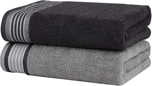 CASA COPENHAGEN He & She 2 Pieces Large Bath Sheet Set- Pine Grey + Grey Violet, 550 GSM, Designed in Denmark Made of Soft Egyptian Cotton for Bathroom, Kitchen & Shower