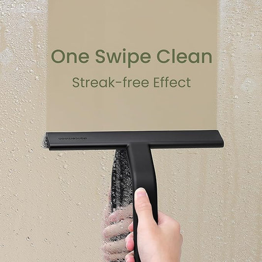 dancemoon JustHang Shower Squeegee for Glass Doors, All-One-Piece Silicone with Built-in Hook Design for Easy Hanging, Household Window Mirror Squeegee for Bathroom, Glass, Kitchen, Tile Wall, Car