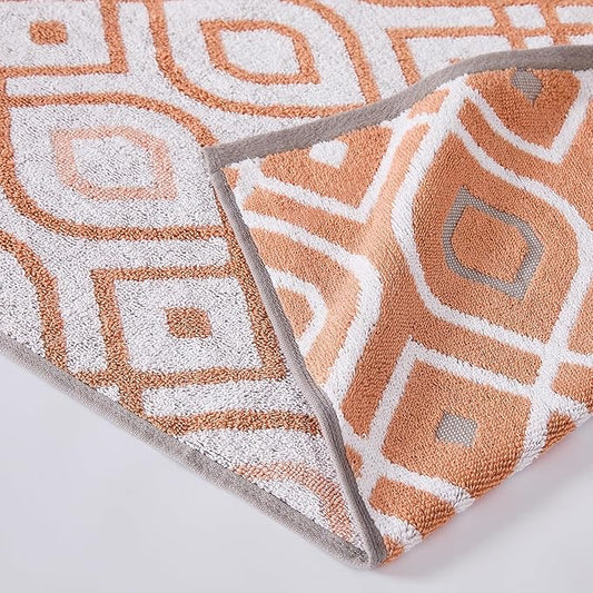 Modern Threads Oxford 6-Piece 100% Cotton Towel Set – Yarn Dyed Jacquard & Solid – Includes 2 Bath Towels, 2 Hand Towels, 2 Washcloths – Absorbent, Quick Dry, Soft & Durable – Orange