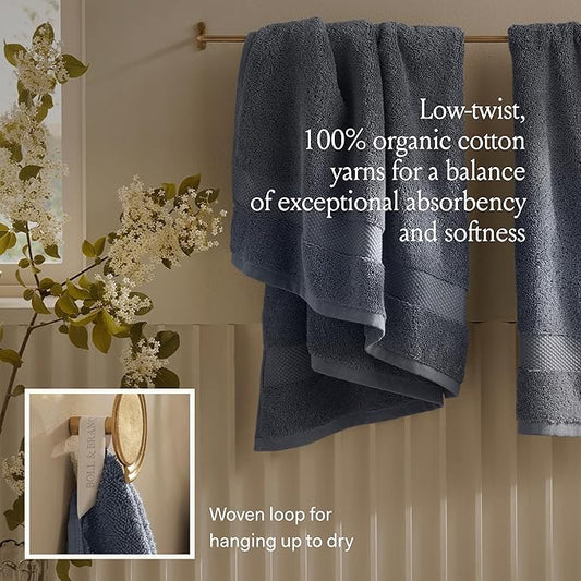 BOLL & BRANCH Plush Bath Towel Set - Cream - 6 Piece - Includes 2 Bath Towels, 2 Hand Towels & 2 Washcloths - 100% Organic Cotton - Ultra Soft & Luxurious - Quick Absorbing