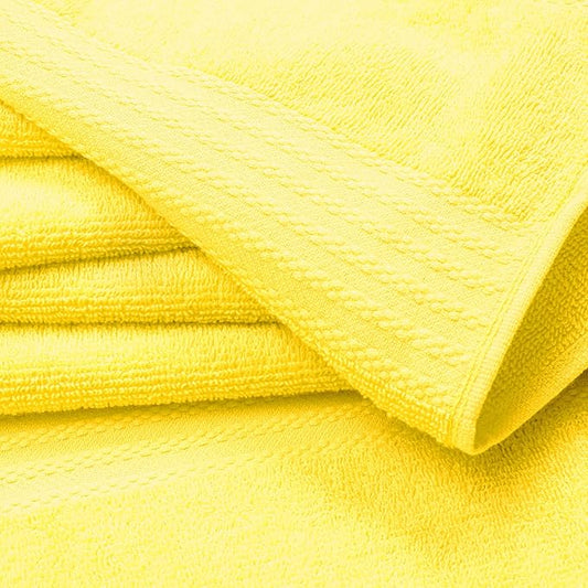 GLAMBURG Premium Cotton 4 Pack Bath Towel Set - 100% Pure Cotton - 4 Bath Towels 27x54 - Ideal for Everyday use - Ultra Soft & Highly Absorbent - Yellow