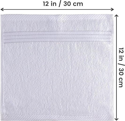 Utopia Towels 12 Pack Premium Wash Cloths Set, 12 by 12 Inches, 100% Cotton Ring Spun, Highly Absorbent and Soft Feel Washcloths for Bathroom, Spa, Gym, and Face, White