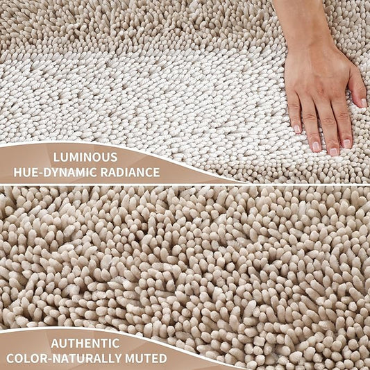 Yimobra Large Bathroom Rug Non Slip 36x24 Inch, Extra Thick Soft Absorbent Chenille Bath Mat, Machine Washable Quick Dry Bath Rugs for Bathroom Floor, Tub and Shower, Home Decor Accessories, Khaki