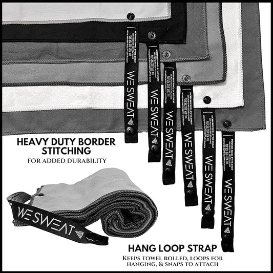 We Sweat’s (6 Pack) Microfiber Gym Towels, Silver ION Odor-Free Absorbent Fiber, Fast Drying Men & Women Workout Gear for Body Sweat, Towels, Sports Exercise Fitness Gear