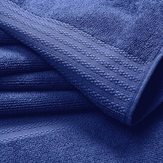 GLAMBURG Premium Cotton 4 Pack Bath Towel Set - 100% Pure Cotton - 4 Bath Towels 27x54 - Ideal for Everyday use - Ultra Soft & Highly Absorbent - Navy