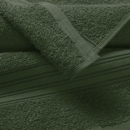 BOUTIQUO Ultra Soft Cotton Washcloths, Contains 12 Piece Face Cloths 12x12 inch, Ideal for Everyday use Face Towels, Compact & Lightweight Multi Purpose Washcloths - Olive Green