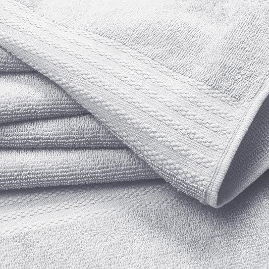 GLAMBURG Premium Cotton Oversized 2 Pack Bath Sheet 35x70-100% Pure Cotton - Ideal for Everyday use - Ultra Soft & Highly Absorbent - Machine Washable - Light Grey