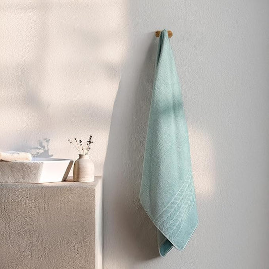 BAGNO MILANO Organic Turkish Cotton Bath Towels, Luxury Jacquard Collection, Certified Organic Highly Absorbent, Soft-Plush Towel Set (Mint, Bathsheet)