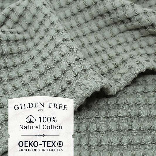 GILDEN TREE Waffle Bath Towels Wash Cloths for Showering, Exfoliating Washcloth Quick Dry Towel, Face Towels for Washing Face Cotton Washcloths Set of 4, Modern Style (Sage Grey)