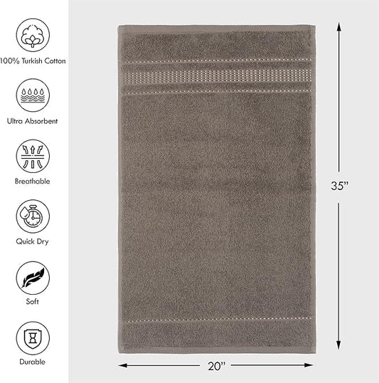 Melissa Linen, 2 Piece Hand Towel Set, 100% Turkish Cotton Face Hand Towels for Bathroom, 20 in x 35 in, Absorbent, Quick Dry, Durable and Soft, Spa and Hotel Quality, Mocha Brown