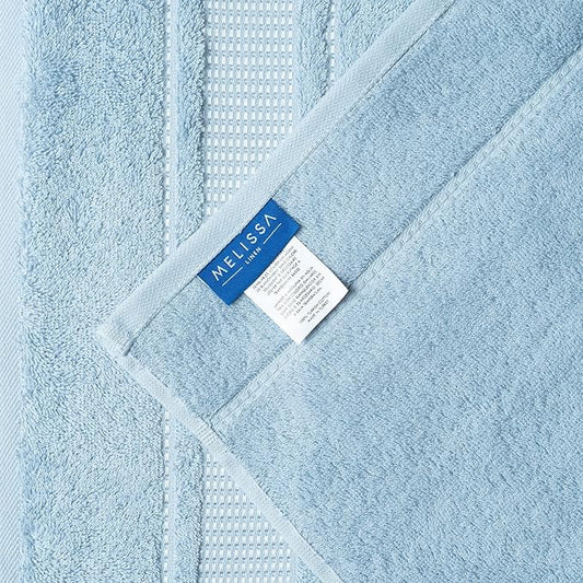 Melissa Linen, 2 Piece, Ocean Blue Bath Towels, 100% Turkish Cotton Bath Towels for Bathroom, Absorbent, Quick Dry, Durable and Soft Shower Towel, 28 in x 55 in, Spa and Hotel Quality