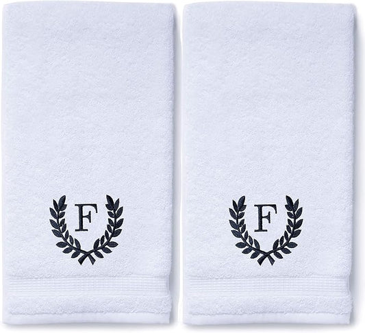 Decorative and Monogrammed Hand Towels for Bathroom Kitchen Makeup | Personalized Gift for Wedding-Bridal | Roman Font Custom Luxury Turkish Towel | Spa Collection, Oversized, 16 X 30 Inch, Set of 2