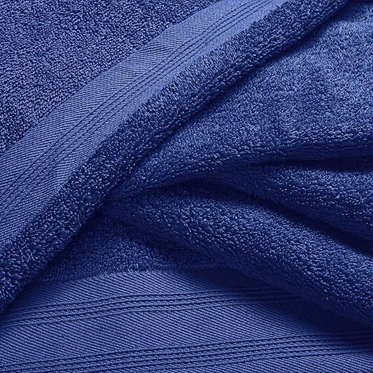 Ultra Soft 6 Pack Cotton Towel Set, Contains 2 Bath Towels 28x55 inch, 2 Hand Towels 16x24 inch & 2 Wash Coths 12x12 inch, Ideal Everyday use, Compact & Lightweight - Navy Blue