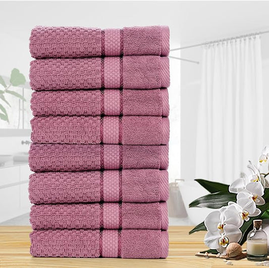 Ample Decor 100% Cotton Grape Purple Hand Towel for Kitchen Set of 8, Absorbent Premium Quality, for Bathroom, Hotel, Spa, Gym, Kitchen - 18 X 28 Inch
