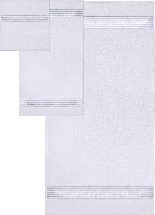 Utopia Towels 8 Piece Premium Towel Set, 2 Bath, 2 Hand, and 4 Washcloths, 100% Ring Spun Cotton, Highly Absorbent Towels for Bathroom, Sports, and Hotel, White