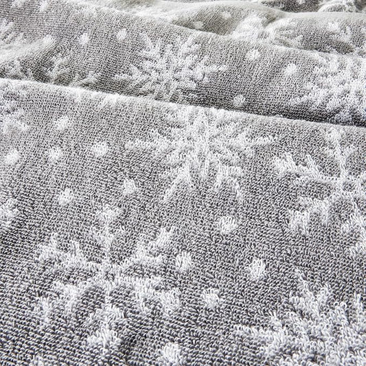 SKL Home Winter/Christmas Scattered Snowflakes Hand Towel 2pc Set for Bath/Kitchen/Bar & Gift, Gray