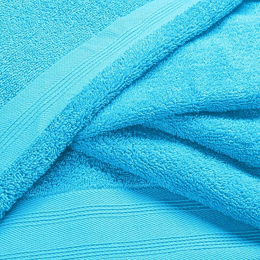Ultra Soft 3 Pack Cotton Towel Set, Contains a Bath Towels 28x55 inch, a Hand Towels 16x24 inch & a Wash Coths 12x12 inch, Ideal Everyday use, Compact & Lightweight - Turquoise Blue