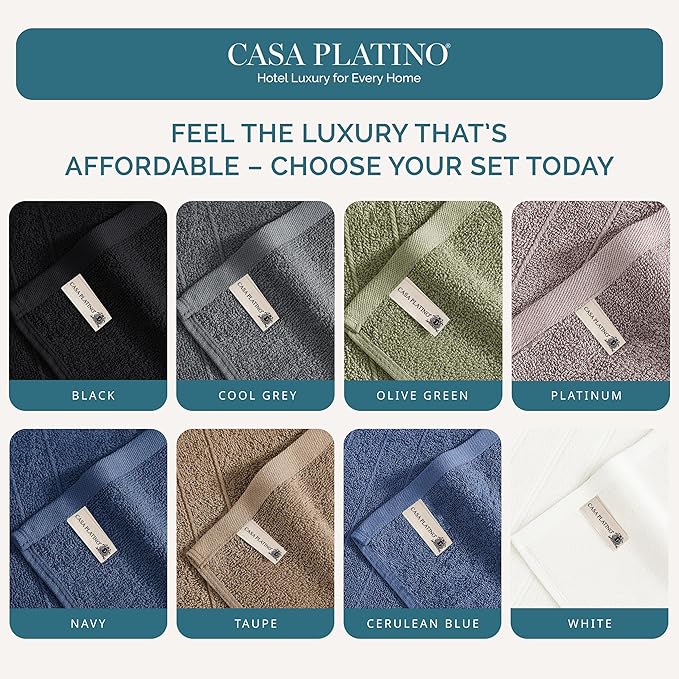Casa Platino Washcloths Pack of 24 - Spa & Salon Quality - 100% Ring Spun Cotton Face Cloths - Soft & Ultra Absorbent Wash Cloth Set for Body, Beauty, Home, Gym - Fingertip Towels - 13"x13", Navy Blue