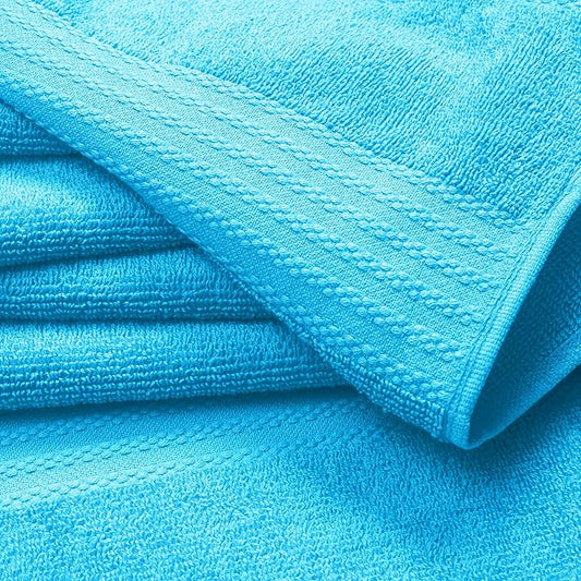 GLAMBURG Ultra Soft 8-Piece Towel Set -100% Pure Ringspun Cotton, Contains 2 Oversized Bath Towels 27x54, 2 Hand Towels 16x28, 4 Wash Cloths 13x13 - Ideal for Everyday use, Hotel & Spa -Turquoise Blue