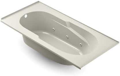 Jacuzzi SIGNATURE Acrylic Drop-In Bathtub, Jet Massage Tub, Slip Resistant, Left Drain Placement, 72" (L) x 36" (W), Rectangle, Oyster