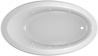 Jacuzzi SIGNATURE Acrylic Drop-In Bathtub, Heated Jet Massage Tub, Slip Resistant, Right Drain Placement, 66" (L) x 38" (W), Oval, White